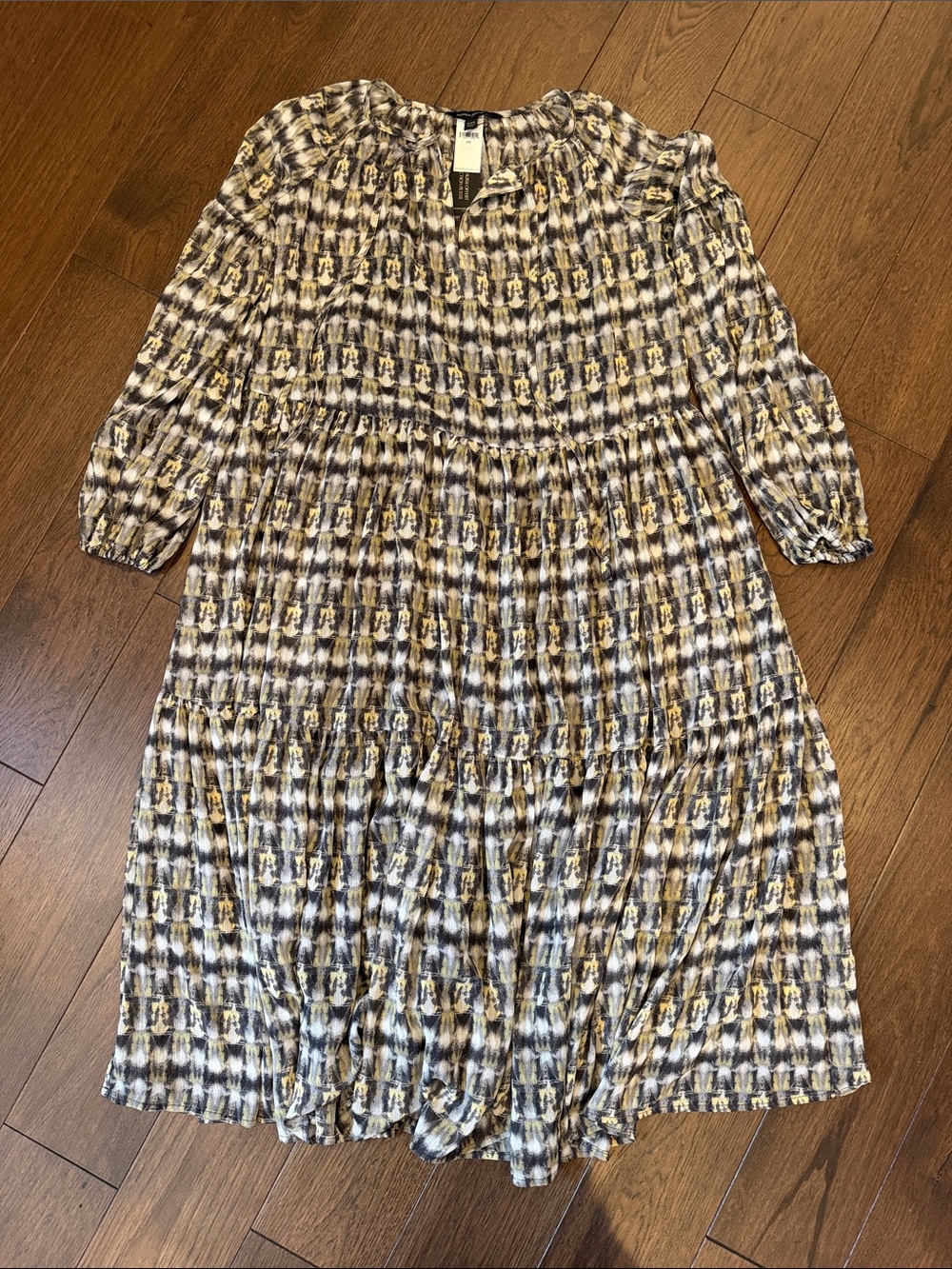 Banana Republic Neutral Multi Printed Tiered Midi Dress Size XXS NWT - C26-032